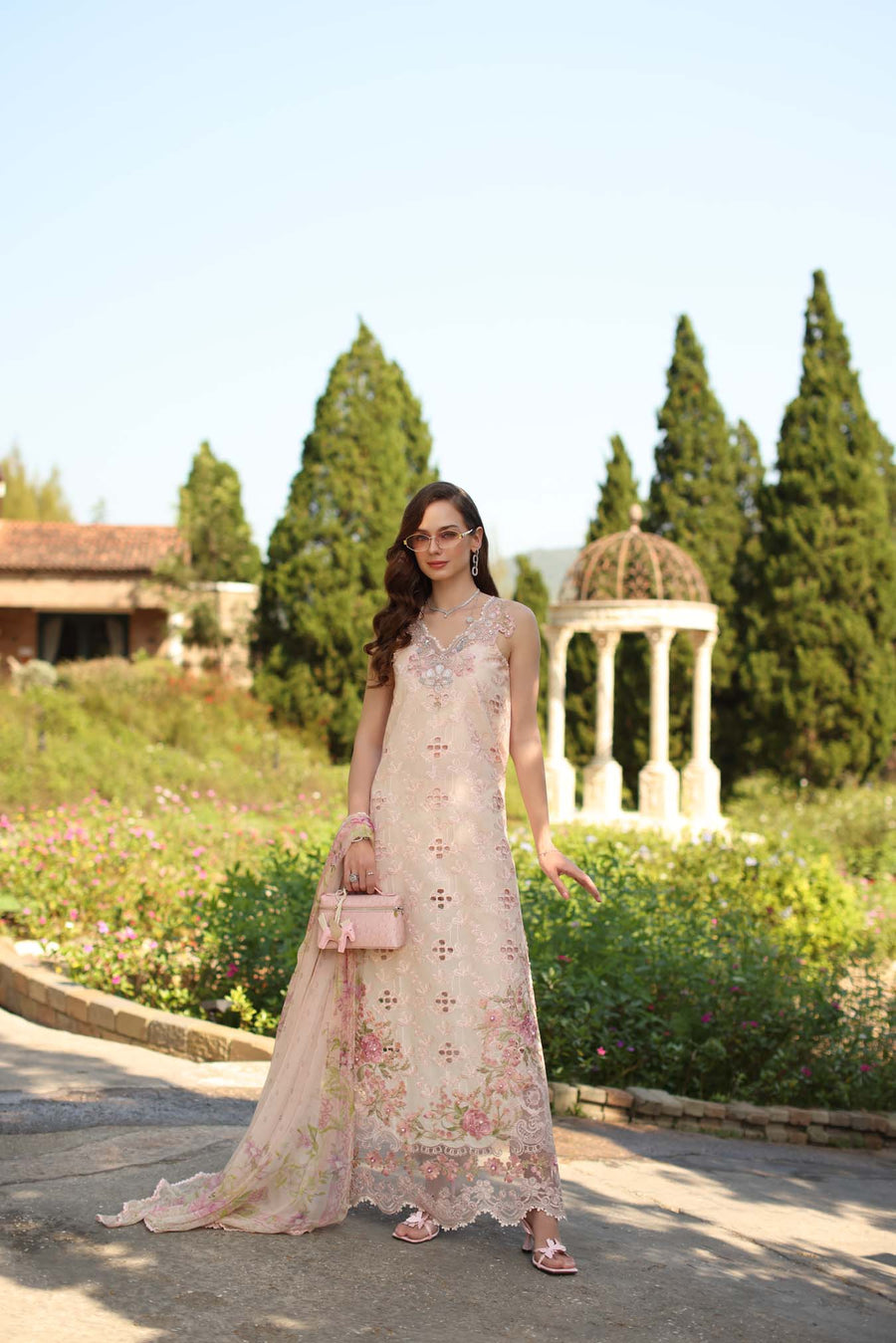 Noor by Saadia Asad Luxury Eid Handwork Schiffli Laserkari Unstitched Suit D07-A Florine