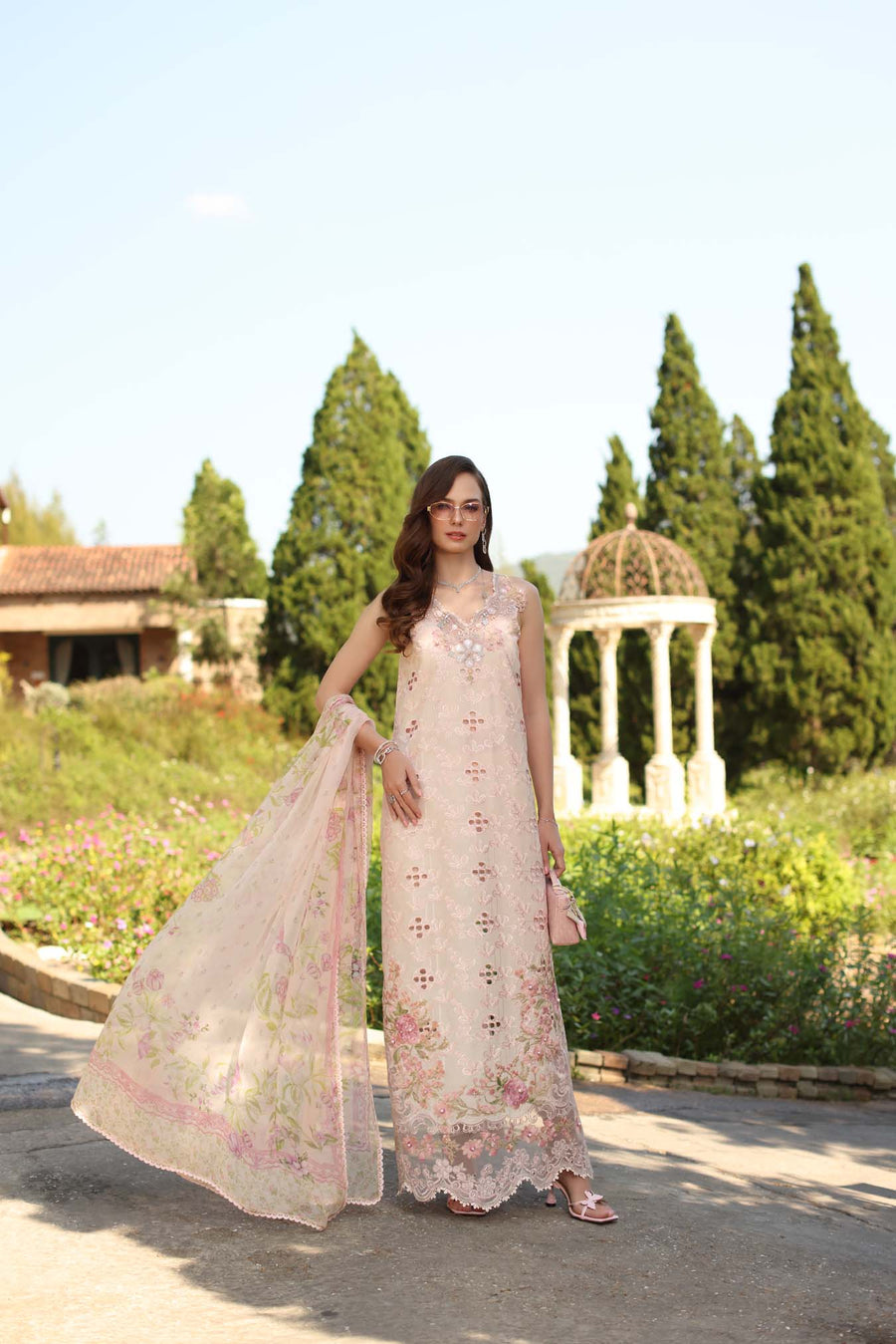 Noor by Saadia Asad Luxury Eid Handwork Schiffli Laserkari Unstitched Suit D07-A Florine