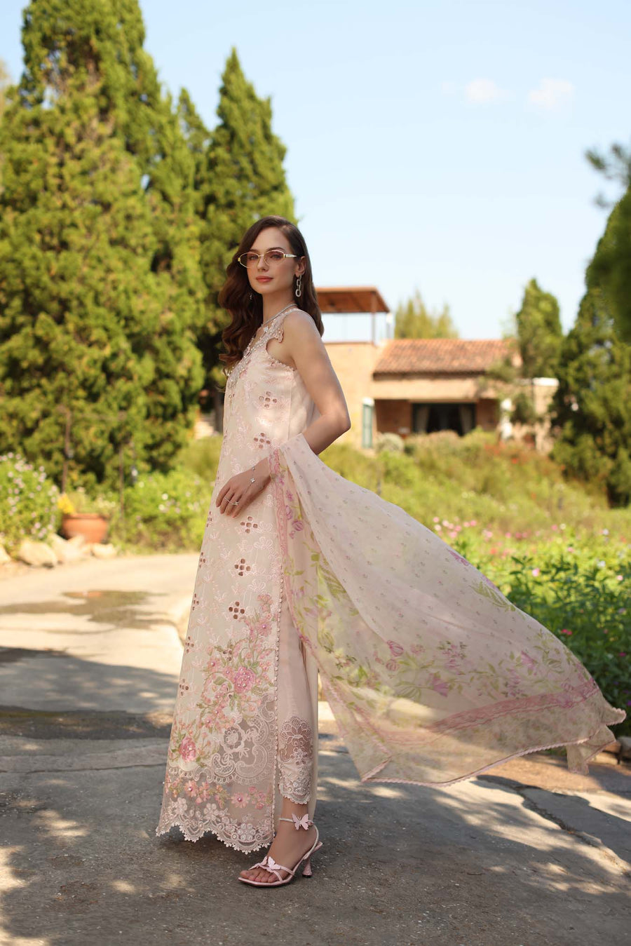 Noor by Saadia Asad Luxury Eid Handwork Schiffli Laserkari Unstitched Suit D07-A Florine