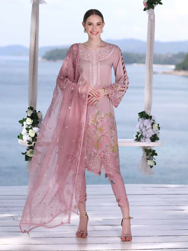 Noor by Saadia Asad Luxe PrintKari Unstitched Lawn 3Pc Suit D7-A