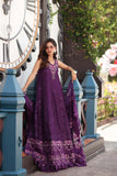 Noor by Saadia Asad Luxe Chikankari Unstitched Lawn 3Pc Suit D-07 Aubergine Bloom