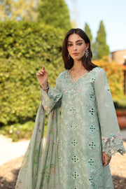 Noor by Saadia Asad Luxury Eid Handwork Schiffli Laserkari Unstitched Suit D07-B Florine