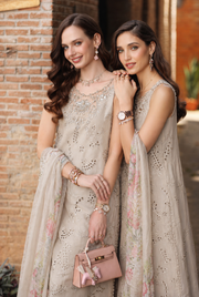 Noor by Saadia Asad Luxury Eid Schiffli Laserkari Unstitched Suit D7 -Gris Tourtelle