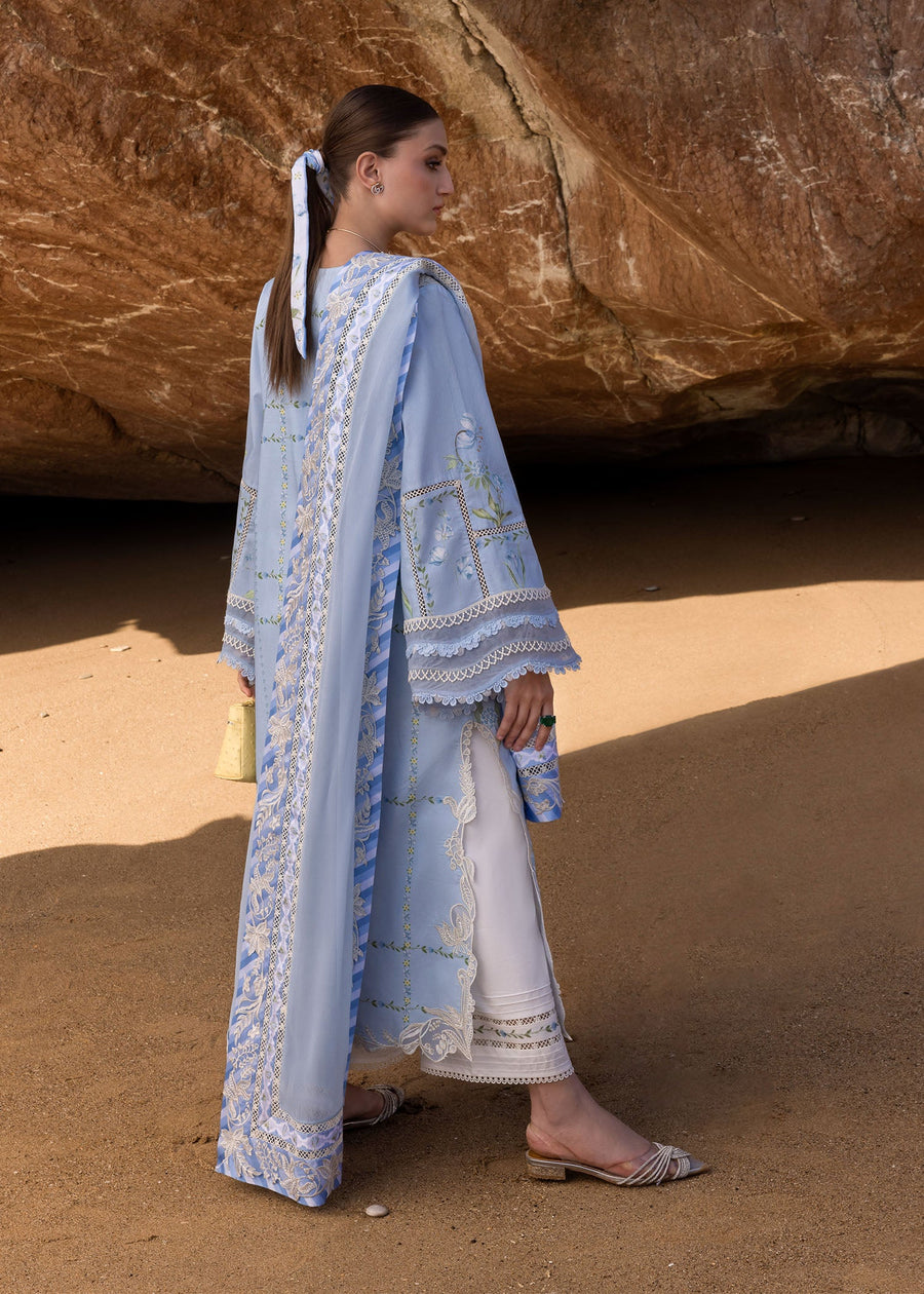 Crimson Flow Embroidered Lawn Unstitched 3Pc Suit D-7B A Girl In The Garden