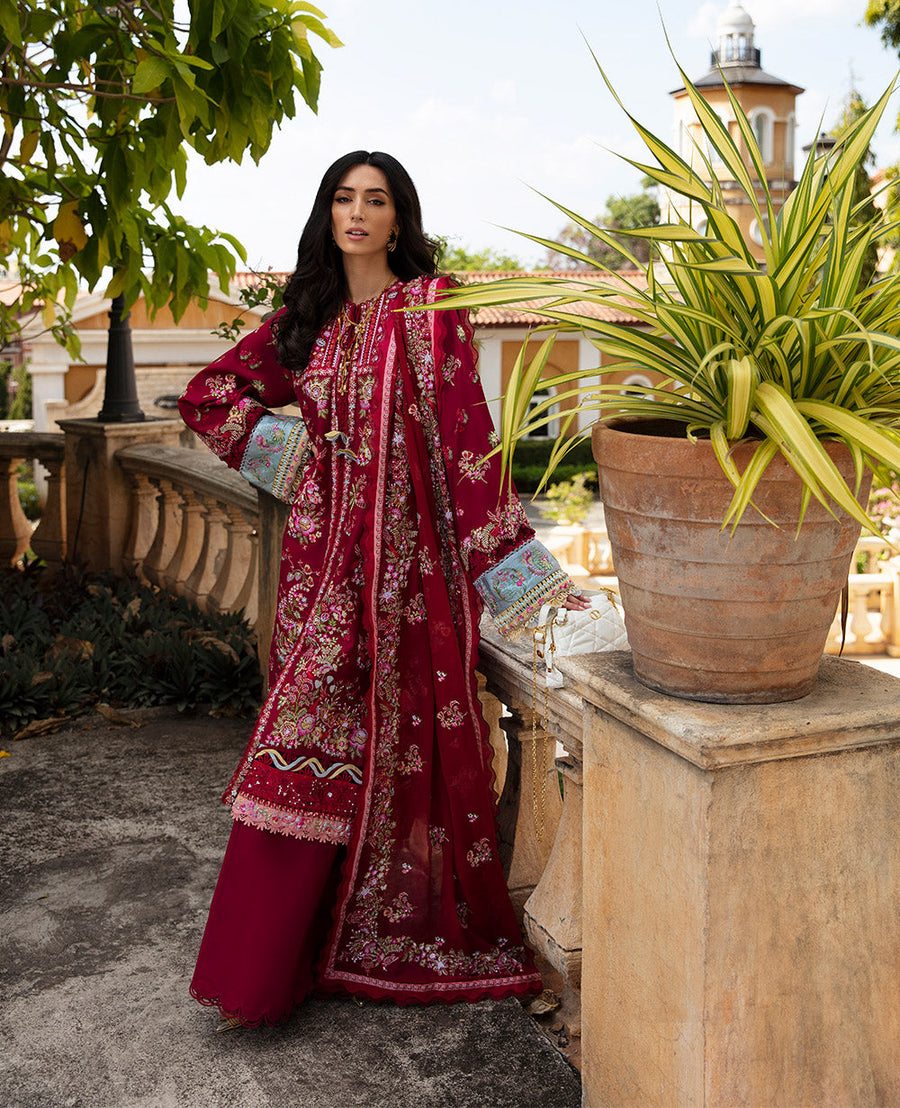 Ilana by Republic Embroidered Lawn Unstitched 3Pc Suit D8-A Rouge