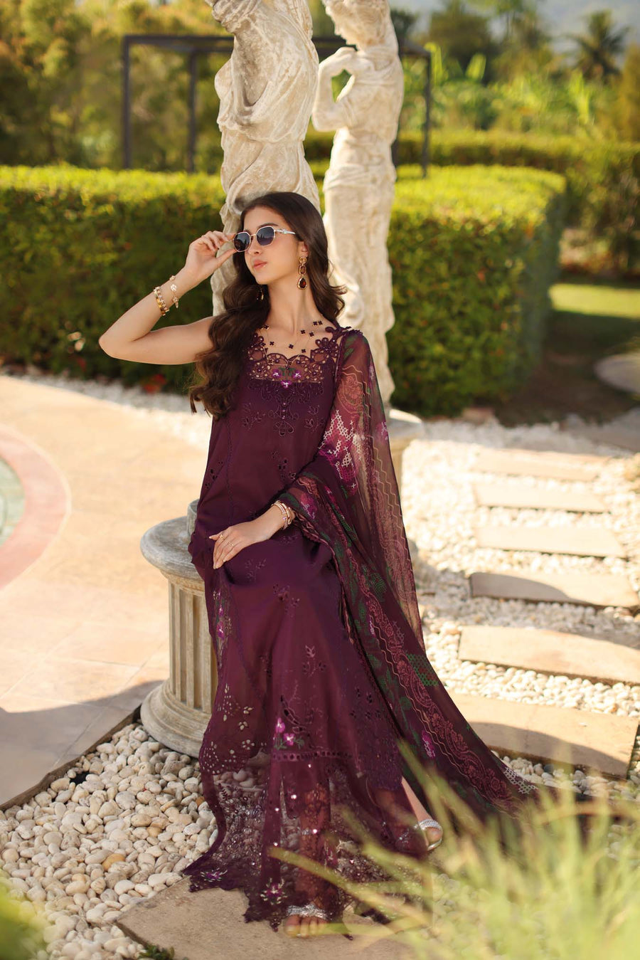 Noor by Saadia Asad Luxury Eid Handwork Schiffli Laserkari Unstitched Suit D08-B Selene