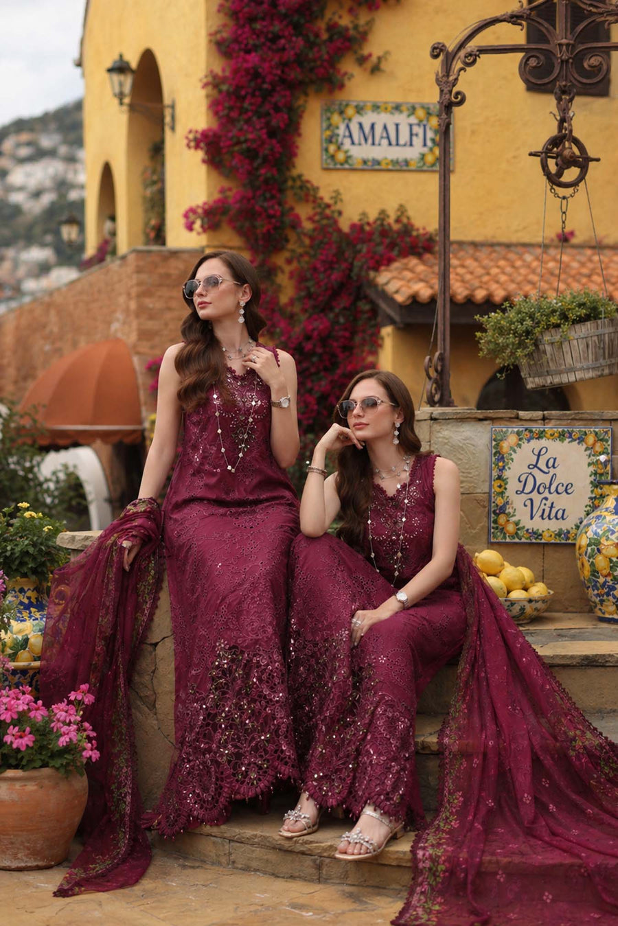Noor by Saadia Asad Luxury Eid Schiffli Laserkari Unstitched Suit D8 -Rasberry love