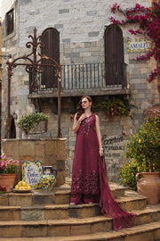 Noor by Saadia Asad Luxury Eid Schiffli Laserkari Unstitched Suit D8 -Rasberry love