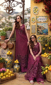 Noor by Saadia Asad Luxury Eid Schiffli Laserkari Unstitched Suit D8 -Rasberry love