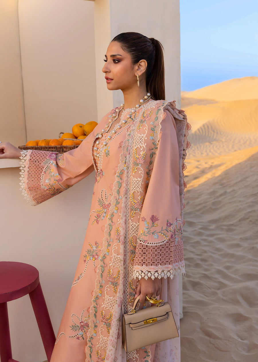 Crimson Flow Embroidered Lawn Unstitched 3Pc Suit D-8A Twirls And Ties