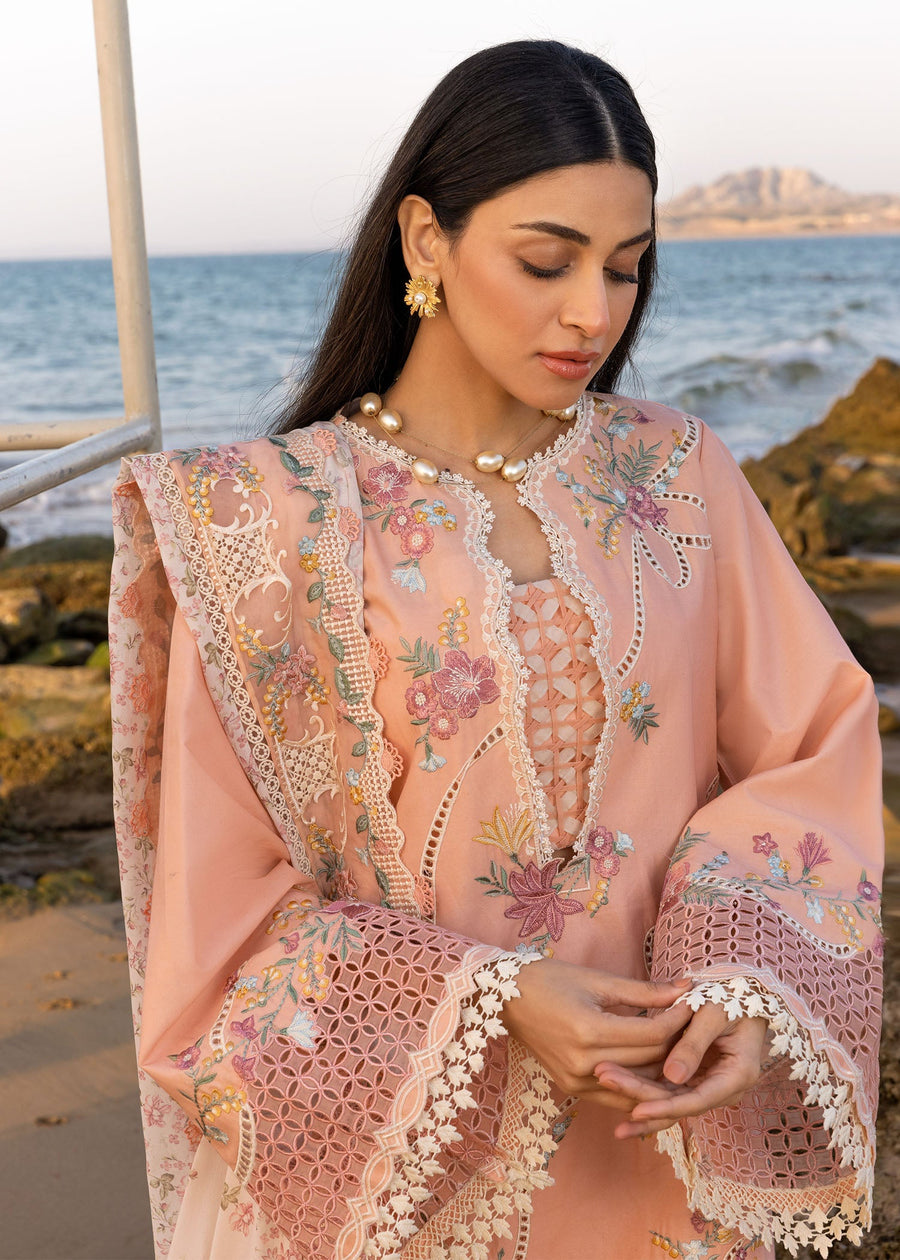 Crimson Flow Embroidered Lawn Unstitched 3Pc Suit D-8A Twirls And Ties
