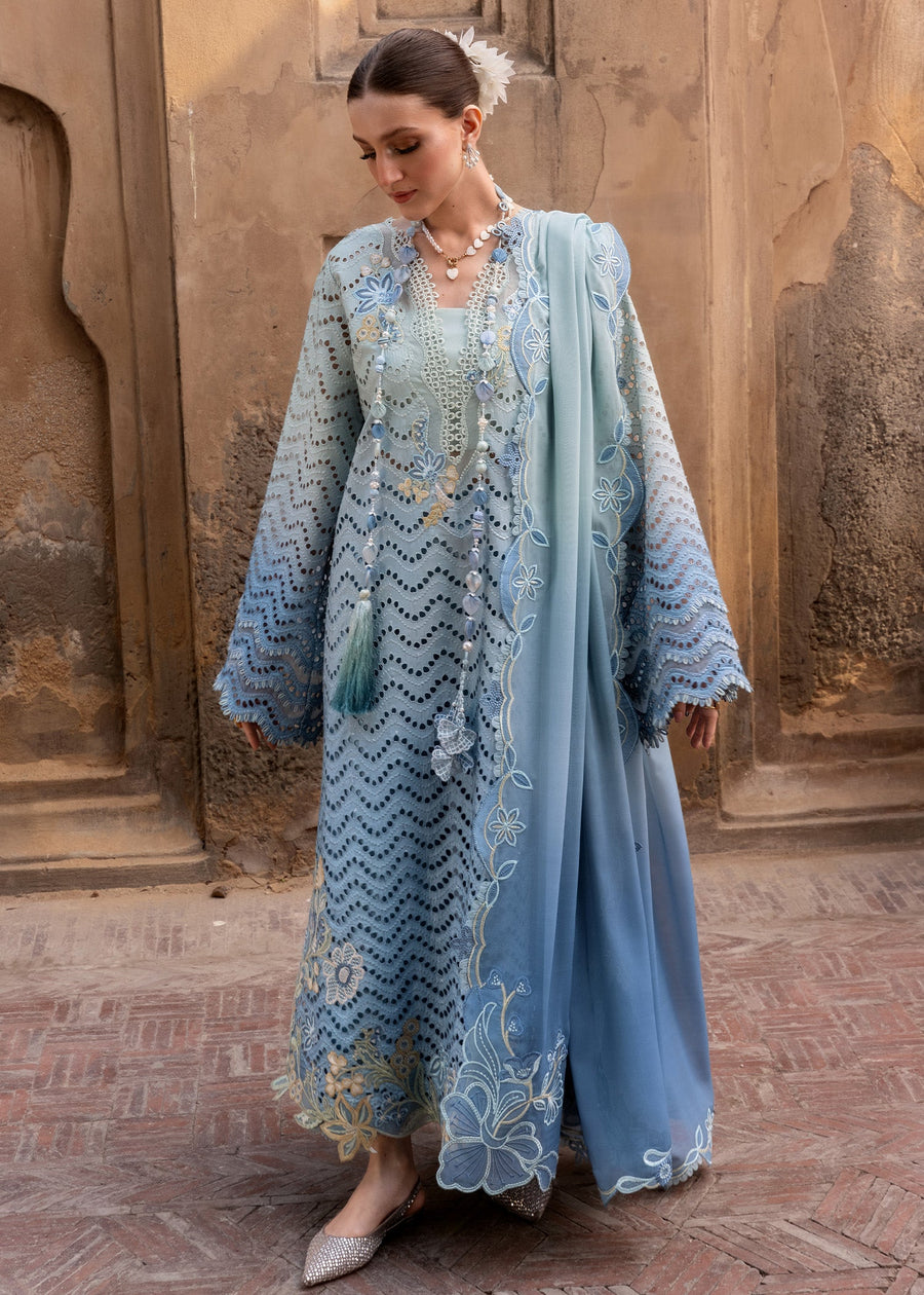 Crimson Flow Embroidered Lawn Unstitched 3Pc Suit D-8A OMBRE LOVE