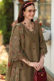 Noor by Saadia Asad Eid Luxe Printkhaas Unstitched 3Pc Suit D-08 Mocha Sienna