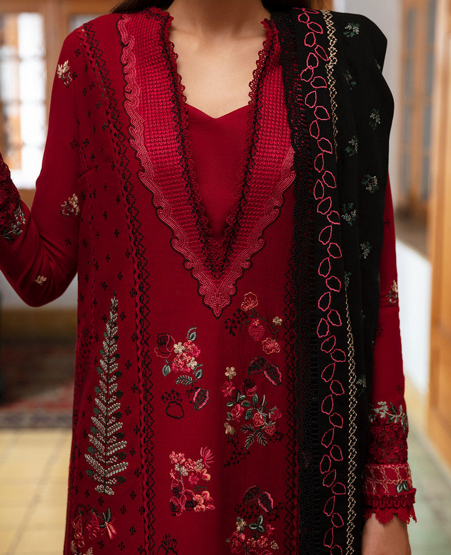Republic Womenswear Rosalee Unstitched Khaddar 3Pc Suit D-08 Oleanna