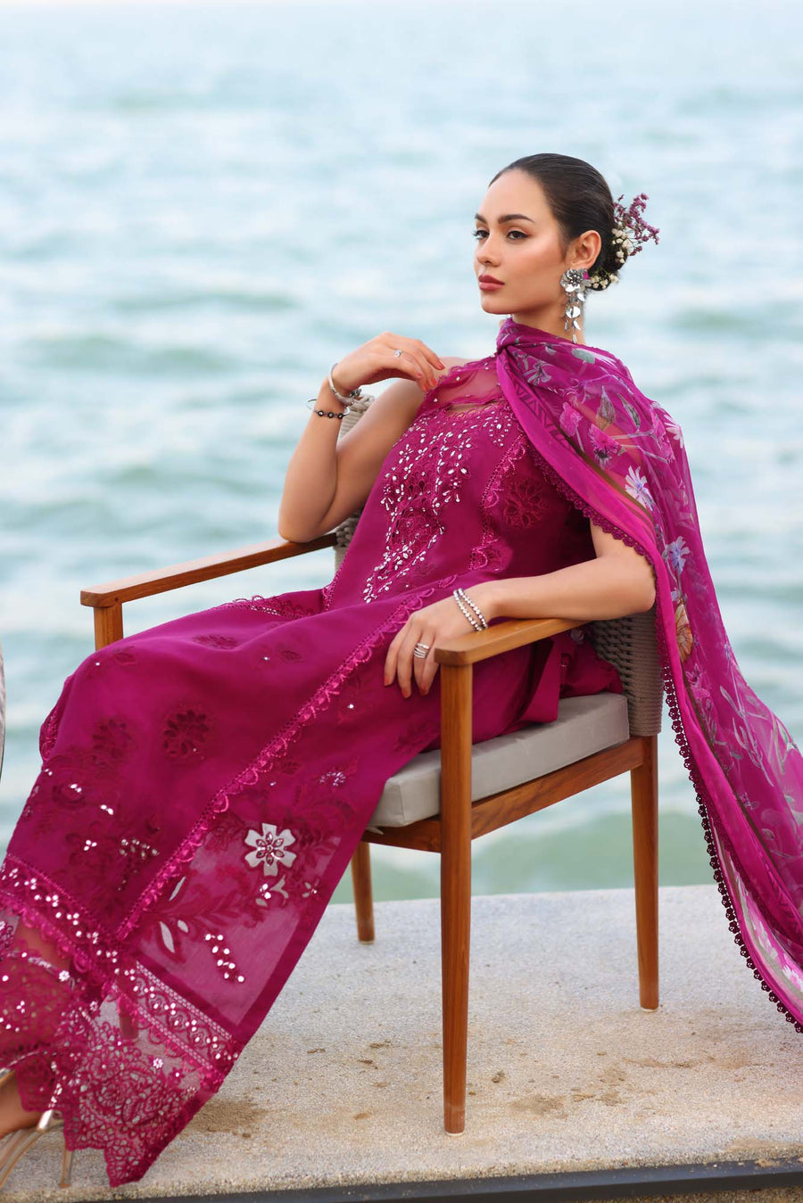 Noor by Saadia Asad Eid Luxury Handwork Laserkari Unstitched 3Pc Suit D-09A