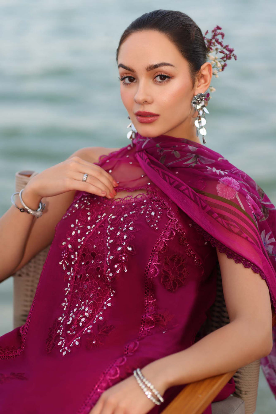 Noor by Saadia Asad Eid Luxury Handwork Laserkari Unstitched 3Pc Suit D-09A