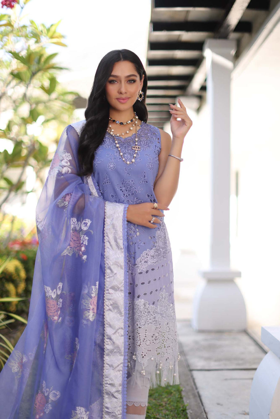 Noor by Saadia Asad Luxury Chikankari Lawn Unstitched 3Pc Suit D-09B