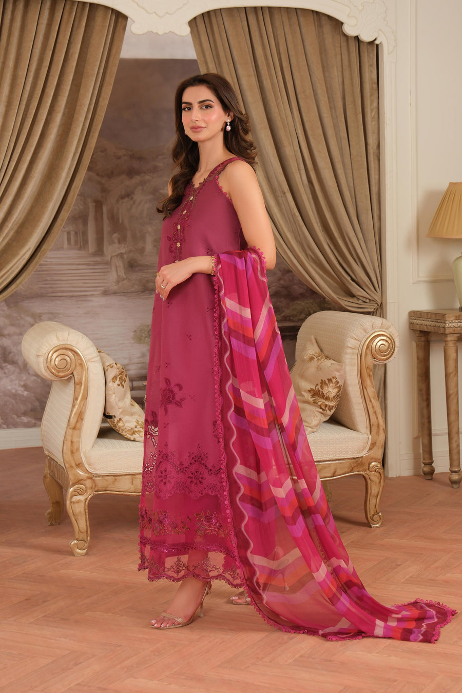 Noor by Saadia Asad Eid Luxe Chikankari Unstitched 3Pc Suit D-09