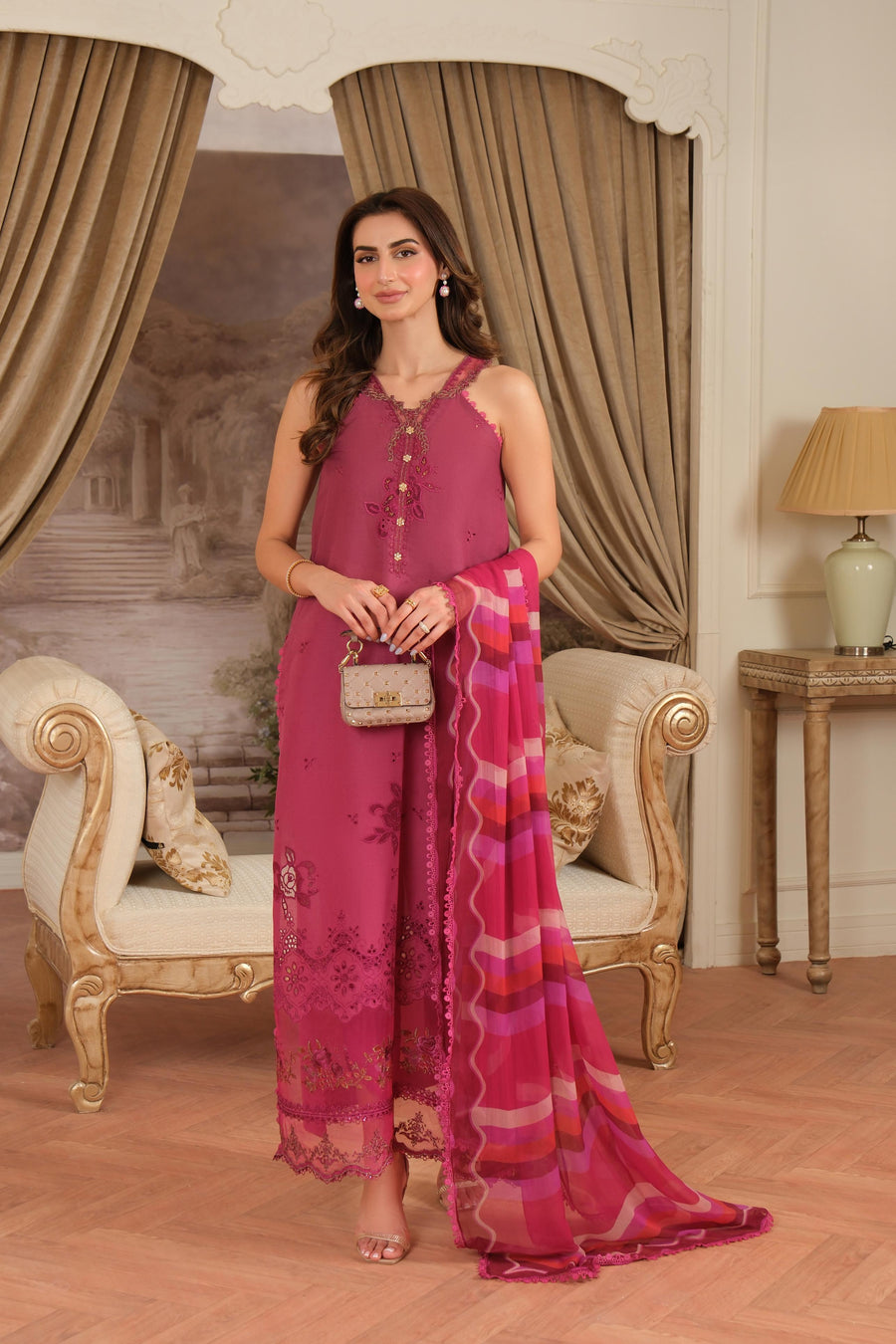 Noor by Saadia Asad Eid Luxe Chikankari Unstitched 3Pc Suit D-09