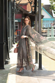 Noor by Saadia Asad Luxe Chikankari Unstitched Lawn 3Pc Suit D-09 Shadow Grey