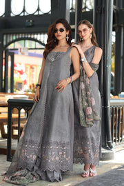 Noor by Saadia Asad Luxe Chikankari Unstitched Lawn 3Pc Suit D-09 Shadow Grey