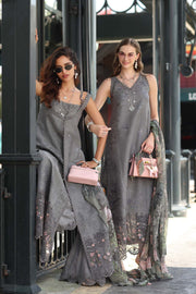 Noor by Saadia Asad Luxe Chikankari Unstitched Lawn 3Pc Suit D-09 Shadow Grey