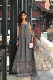 Noor by Saadia Asad Luxe Chikankari Unstitched Lawn 3Pc Suit D-09 Shadow Grey