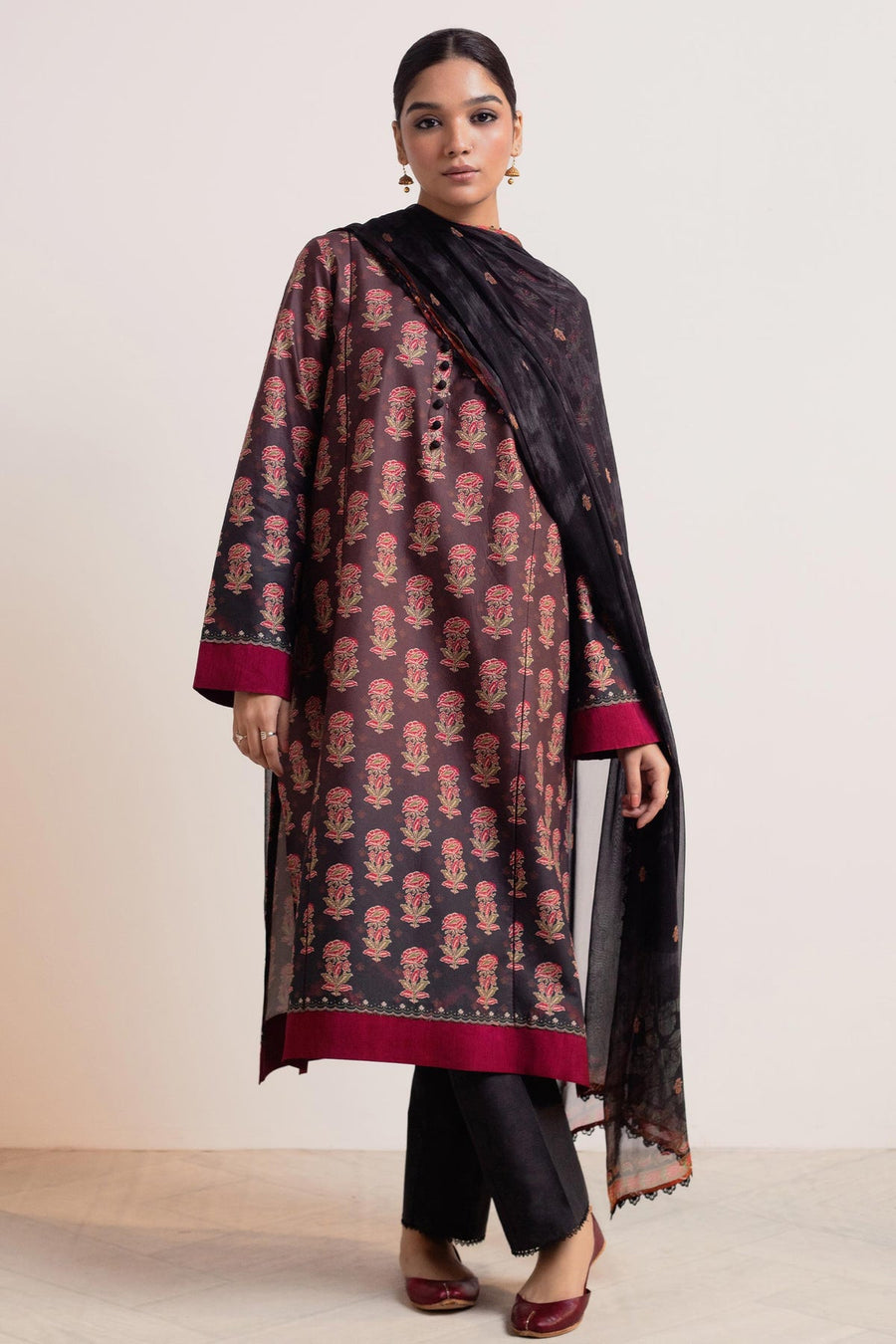 Coco by Zara Shahjahan Printed Lawn Unstitched 3Pc Suit D-09 SURKH