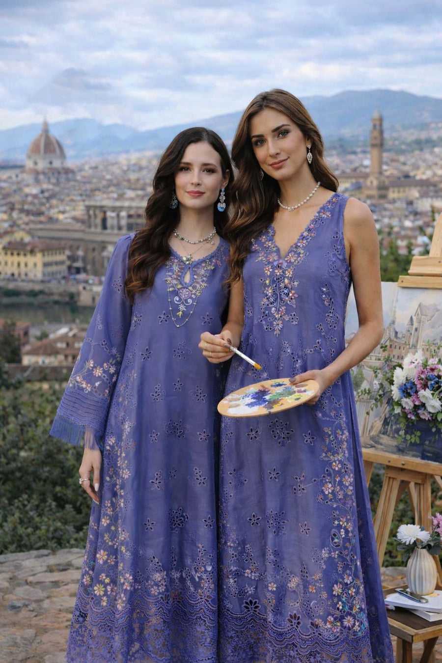 Noor by Saadia Asad Luxury Eid Schiffli Laserkari Unstitched Suit D9 -Tropical indigo
