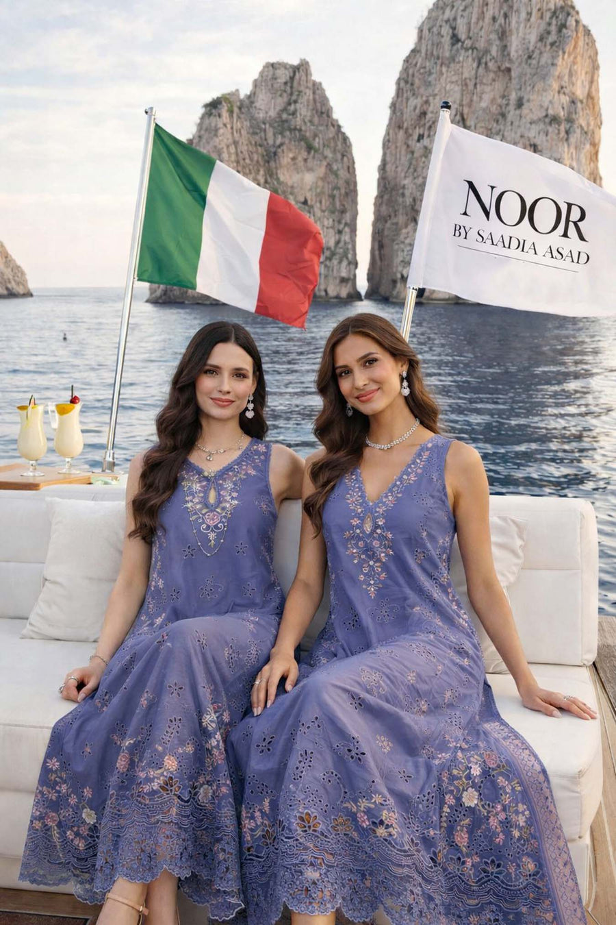 Noor by Saadia Asad Luxury Eid Schiffli Laserkari Unstitched Suit D9 -Tropical indigo