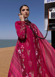Crimson Flow Embroidered Lawn Unstitched 3Pc Suit D-9A Once Upon A Flower