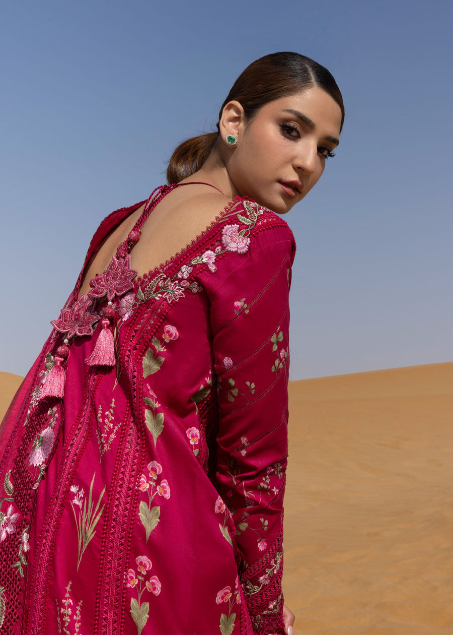 Crimson Flow Embroidered Lawn Unstitched 3Pc Suit D-9A Once Upon A Flower