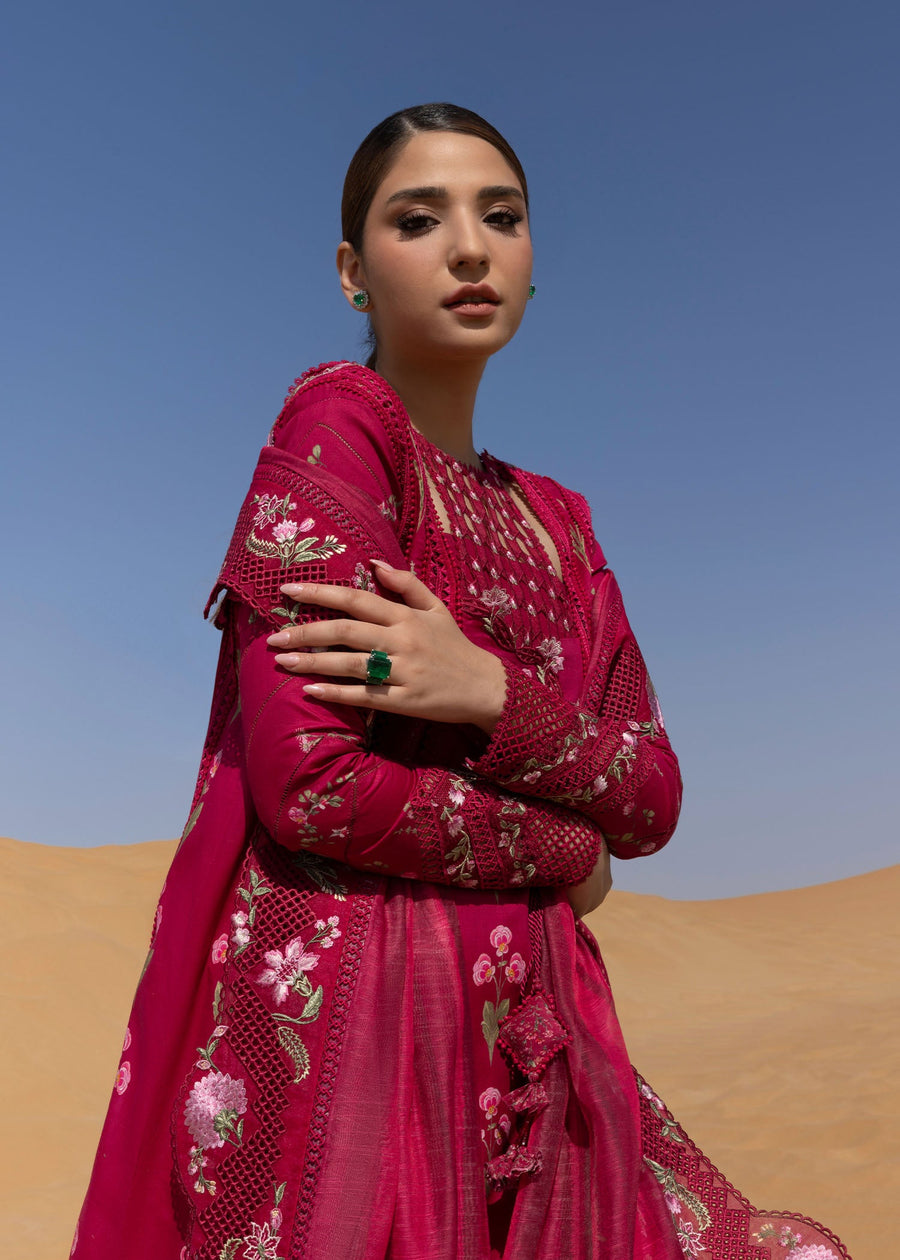 Crimson Flow Embroidered Lawn Unstitched 3Pc Suit D-9A Once Upon A Flower