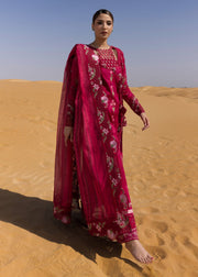 Crimson Flow Embroidered Lawn Unstitched 3Pc Suit D-9A Once Upon A Flower