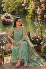 Noor by Saadia Asad Eid Luxe Printkhaas Unstitched 3Pc Suit D-09 Aqua Minté