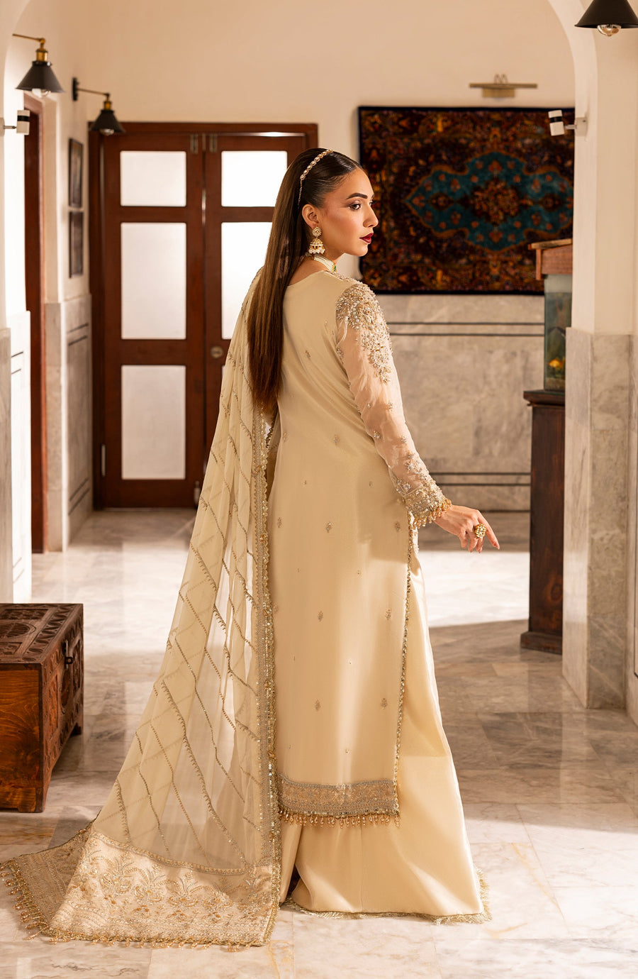 Aylin Wedding Formal Embroidered Organza Unstitched 3Pc Suit - DAISY