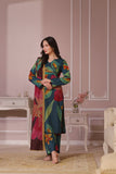 Feathers Dastak Unstitched Digital Printed Dhanak 3Pc Suit - DARK BLOOM