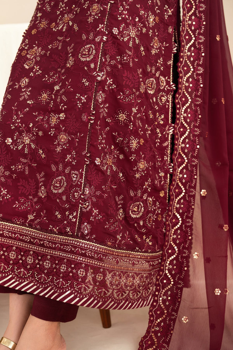 Xenia Formals Embroidered Chiffon Unstitched 3Pc Suit XF-952 DARYA