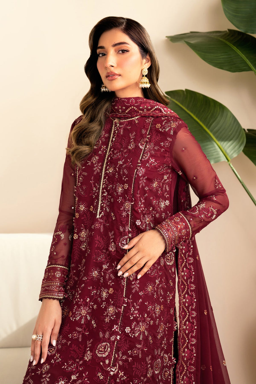 Xenia Formals Embroidered Chiffon Unstitched 3Pc Suit XF-952 DARYA