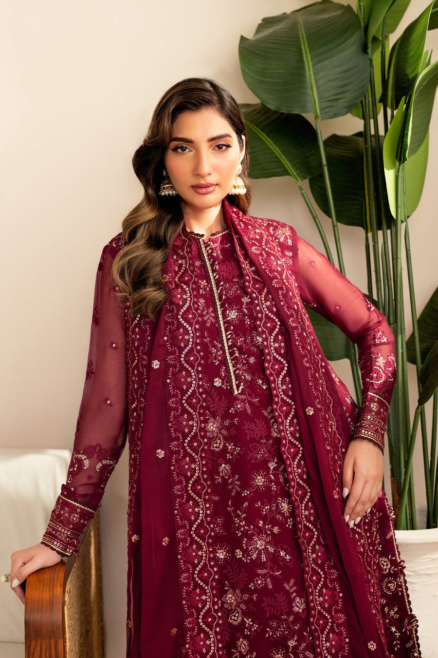Xenia Formals Embroidered Chiffon Unstitched 3Pc Suit XF-952 DARYA