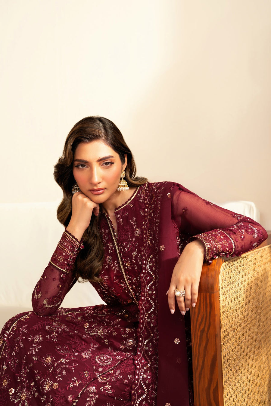 Xenia Formals Embroidered Chiffon Unstitched 3Pc Suit XF-952 DARYA