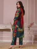 Feathers Dastak Unstitched Digital Printed Dhanak 3Pc Suit - DARK BLOOM