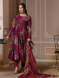 Feathers Dastak Unstitched Digital Printed Dhanak 3Pc Suit - RUBY ROUGE