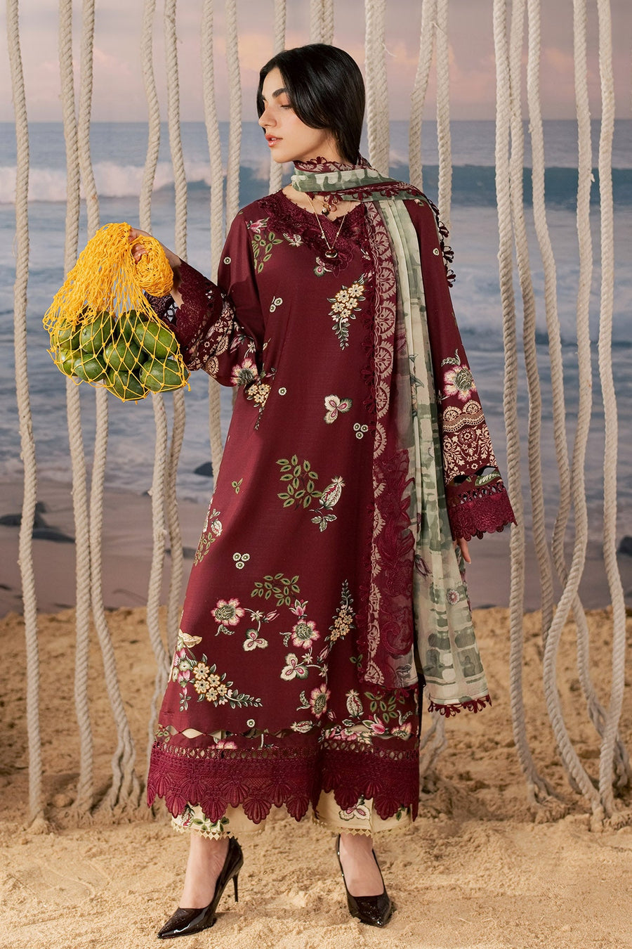 Nureh Daily Delight Embroidered Viscose Slub Unstitched 3Pc Suit DD-40