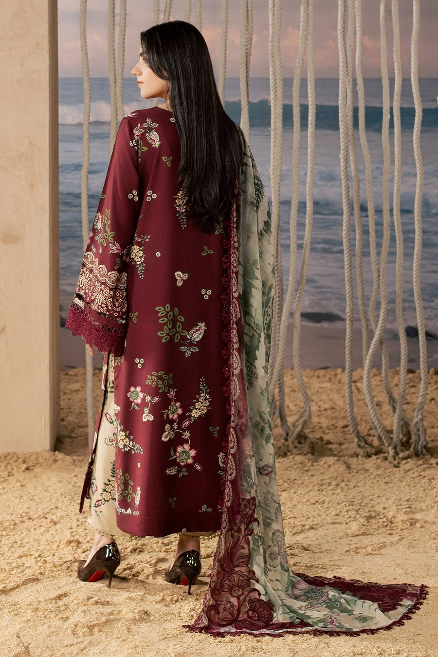 Nureh Daily Delight Embroidered Viscose Slub Unstitched 3Pc Suit DD-40