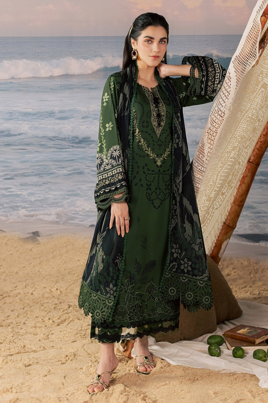Nureh Daily Delight Embroidered Viscose Slub Unstitched 3Pc Suit DD-41
