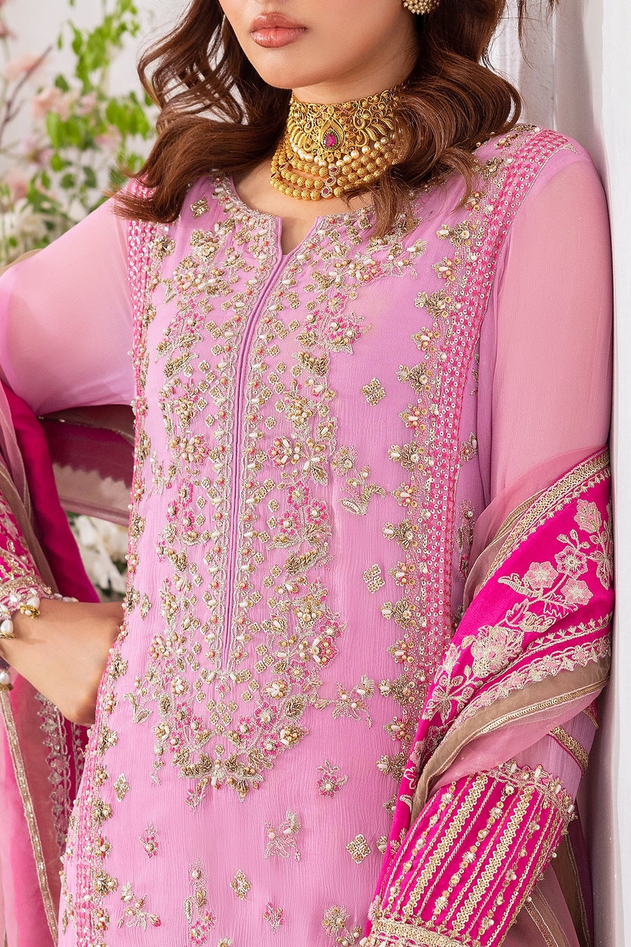 Charizma Diamond Dust Embroidered Luxury Chiffon Unstitched 3Pc Suit DD5-01