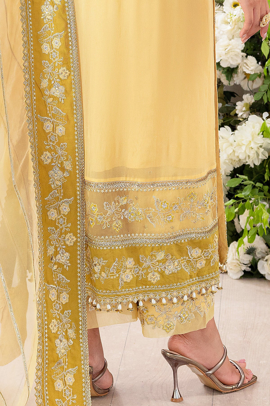 Charizma Diamond Dust Embroidered Luxury Chiffon Unstitched 3Pc Suit DD5-02