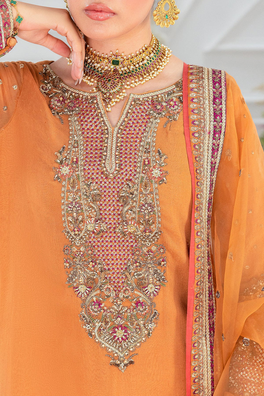 Charizma Diamond Dust Embroidered Luxury Chiffon Unstitched 3Pc Suit DD5-06