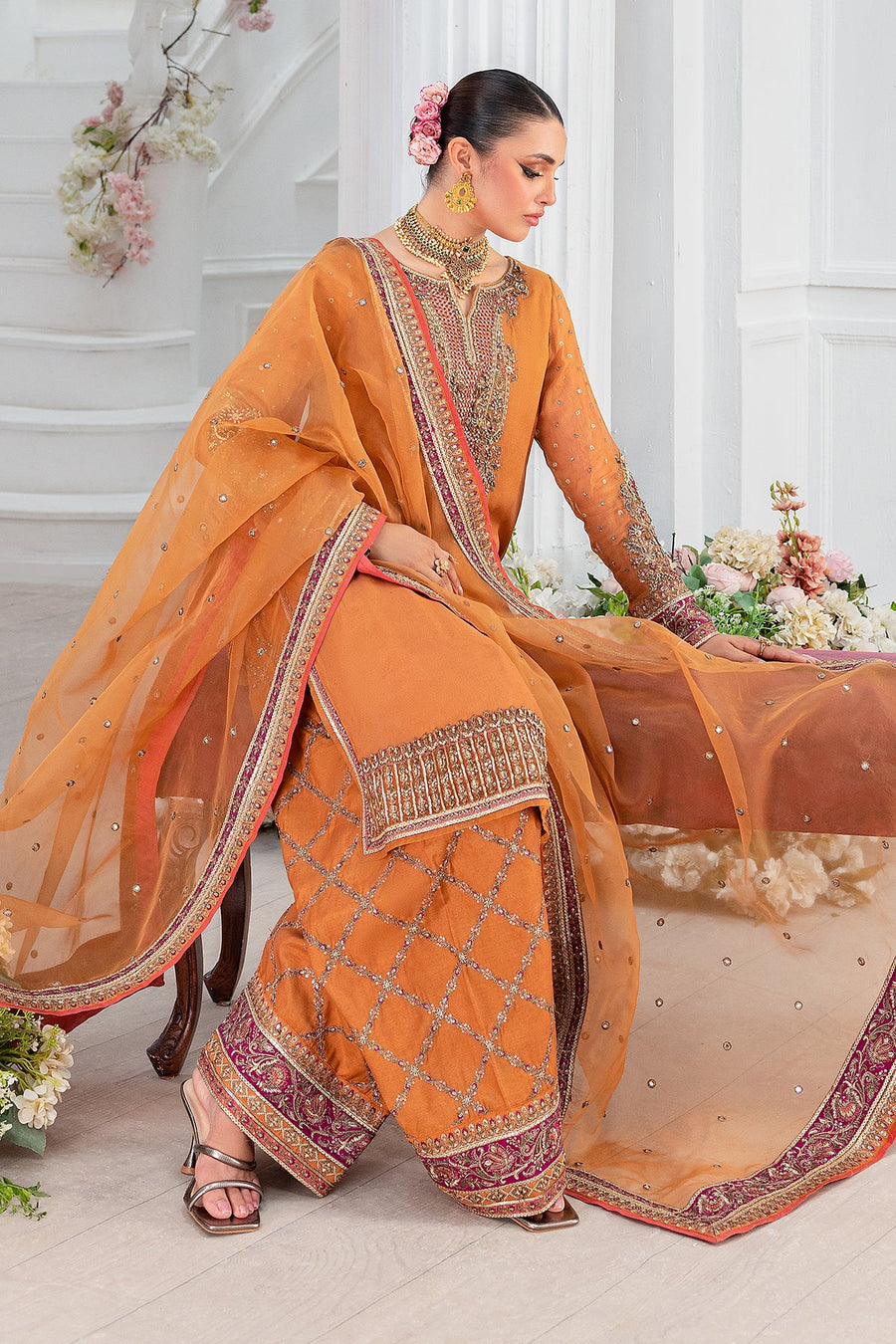 Charizma Diamond Dust Embroidered Luxury Chiffon Unstitched 3Pc Suit DD5-06